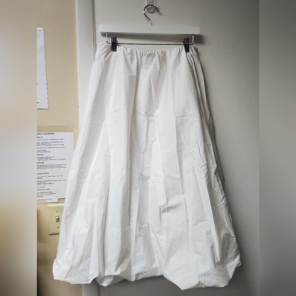 Zara White 100% Cotton Balloon Hem Midi Skirt - Size M - Trending Bubble Skirt - Picture 4 of 12